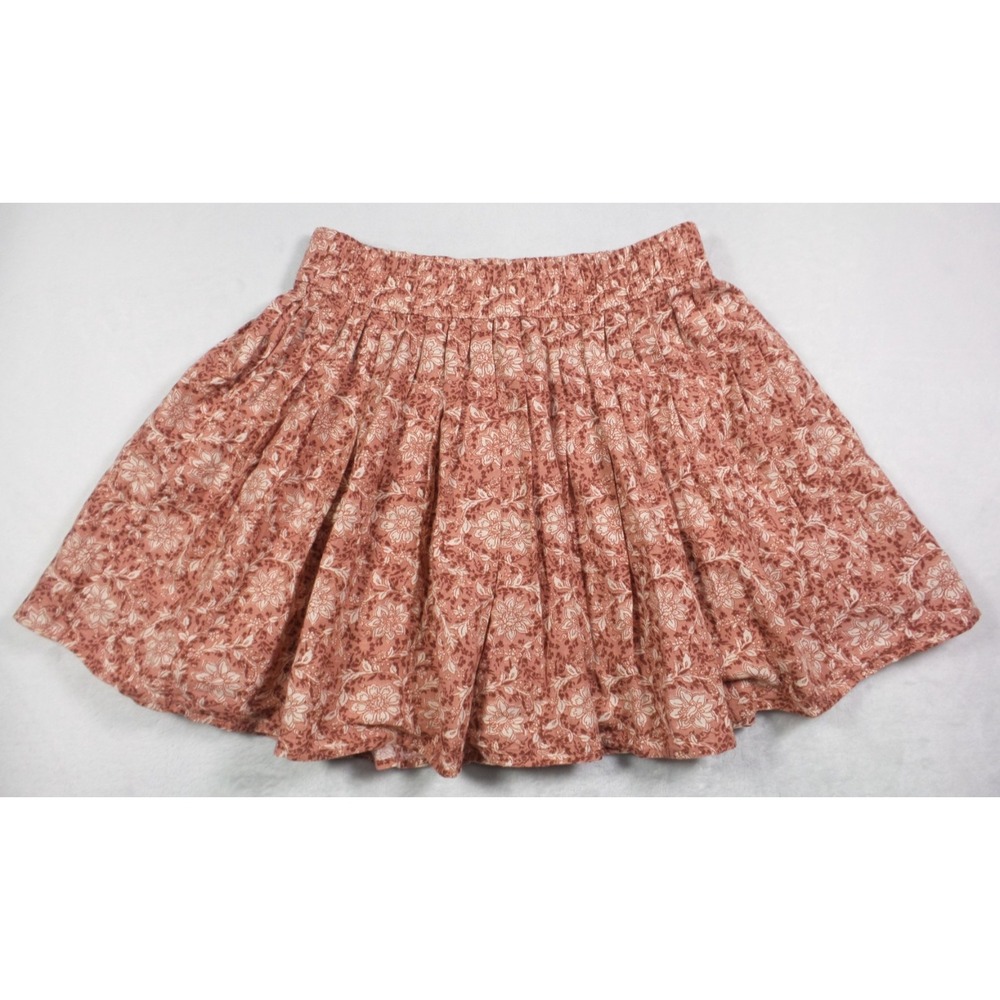 American Eagle Skirt Womens Size Medium Orange Floral Mini Pleated Lined NWT